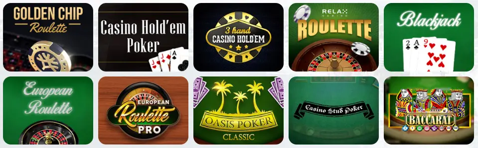 Jeux de table au MANGA CASINO